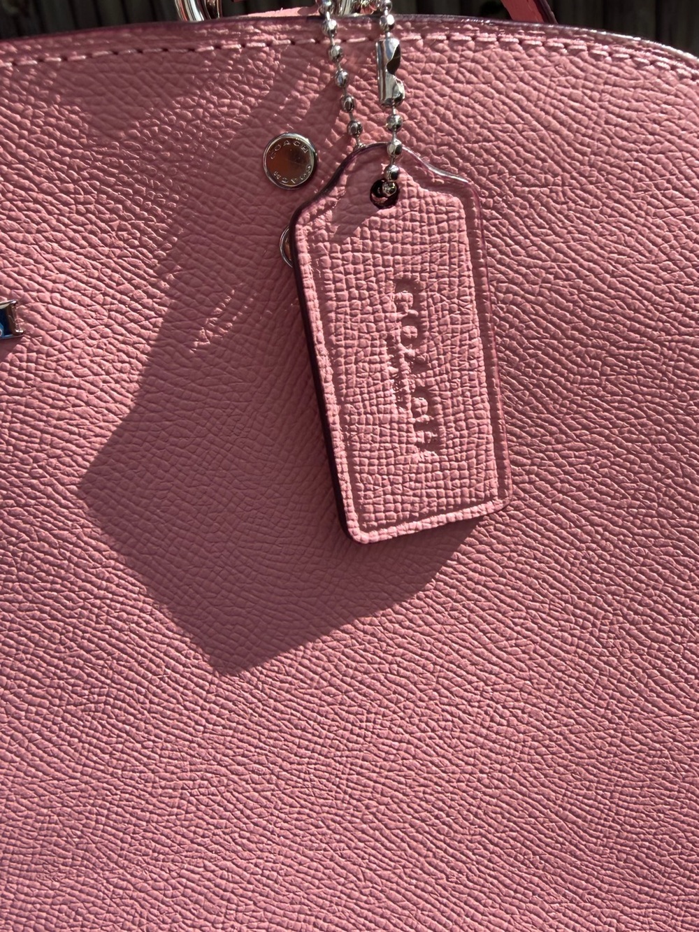 Coach Pink Pebbled Leather Satchel – Structured, Silver Hardware, Crossbody Stra - Picture 4 of 16